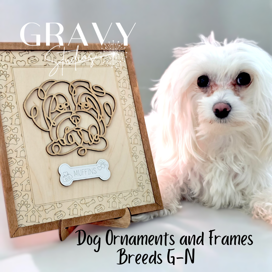 Custom Dog Ornament or Frame Breeds G-N