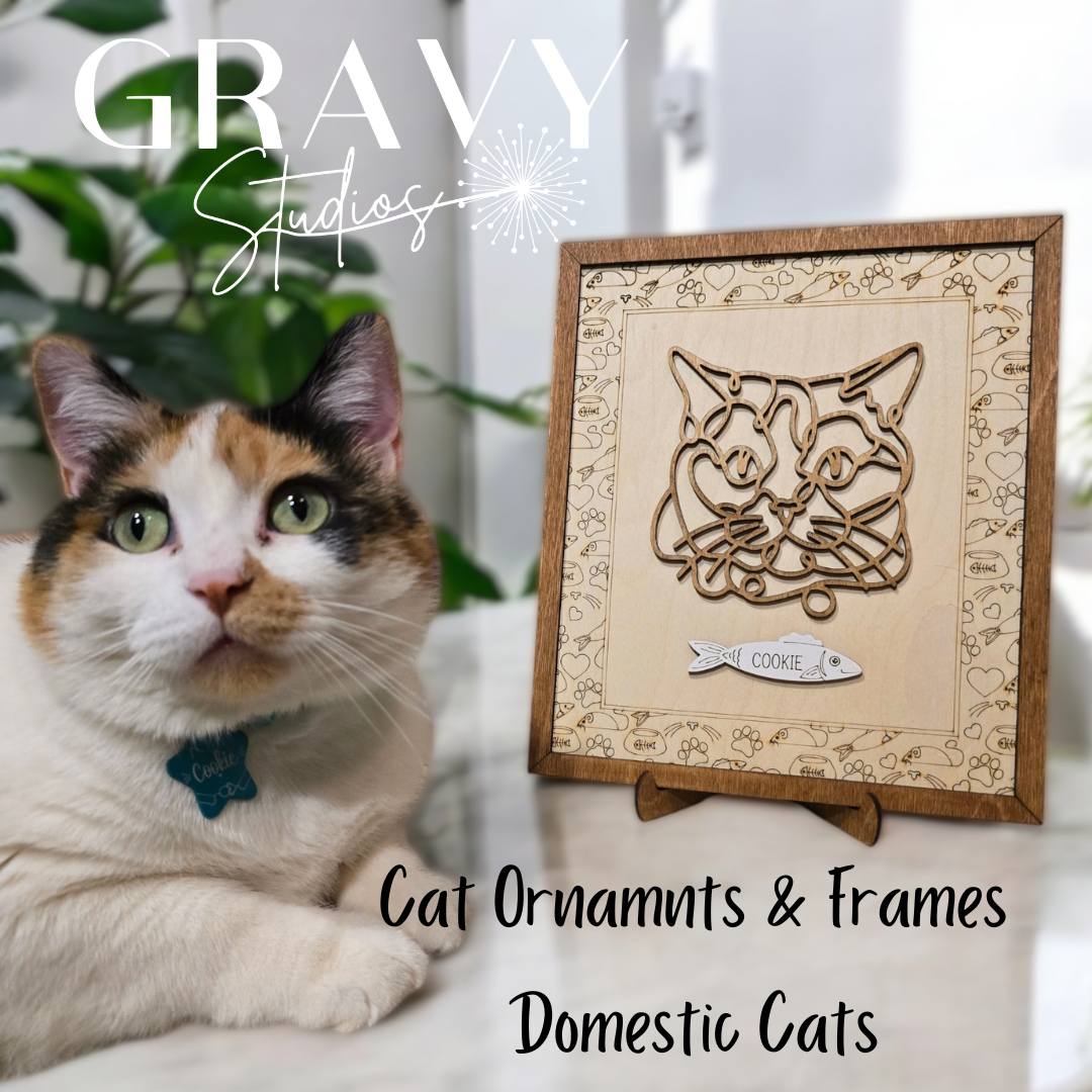 Custom Cat Ornament or Frame Domestic Cats