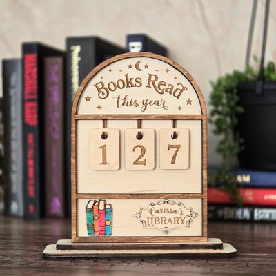wooden book counter sign
