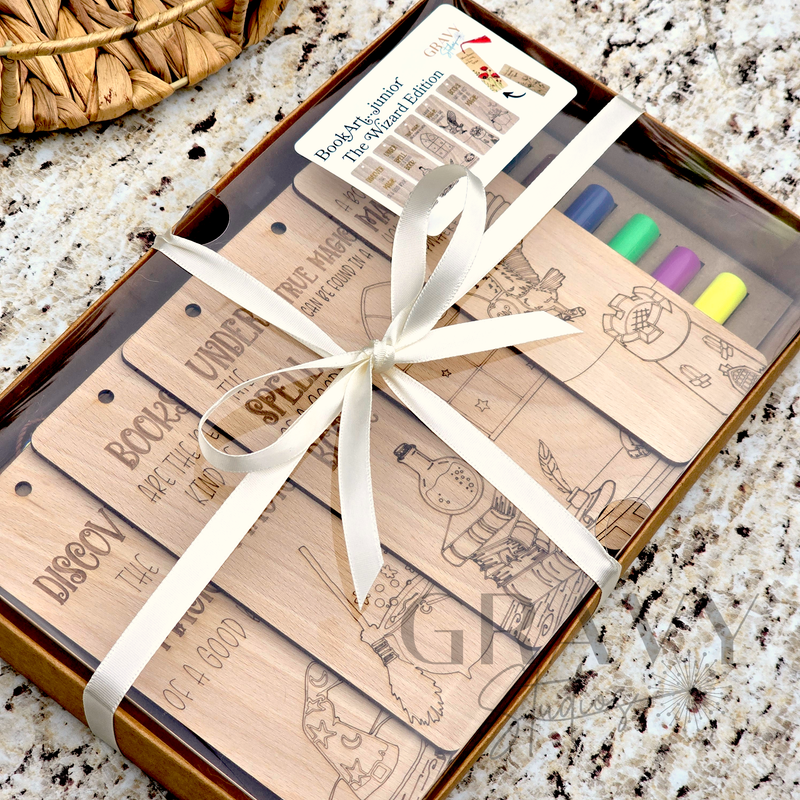 a packaged set of 5 wooden bookmarks