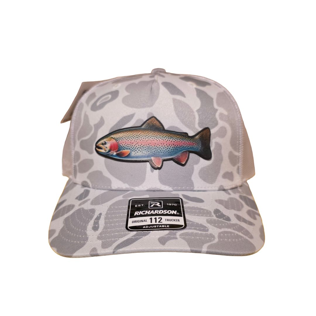 UV Printed Rainbow Trout / Blizzard Duck Camo/ White Hat