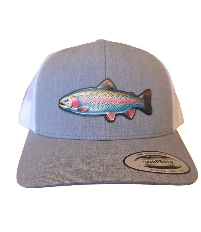 Rainbow Trout Hat / Heather Gray / White