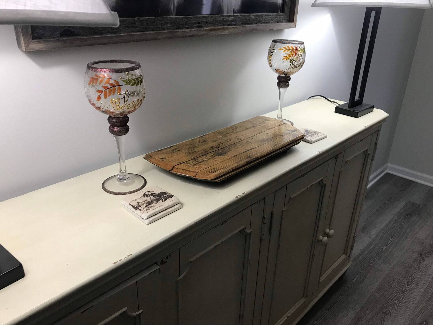Charcuterie Bourbon Barrel head serving tray , or centerpiece