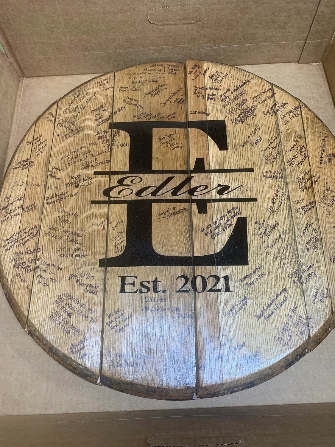 Bourbon Barrel Wedding guestbook
