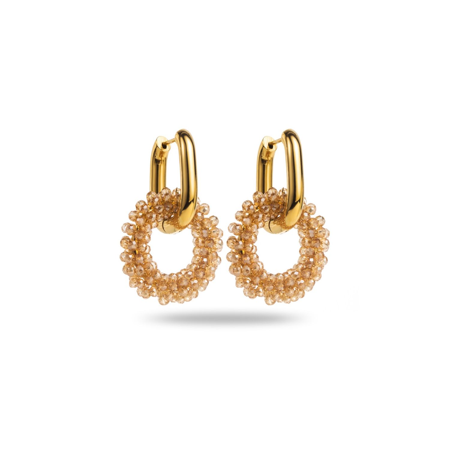 Ovale Strass-Ohrringe Puces - Beige