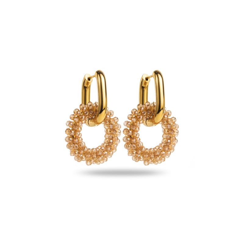 Ovale Strass-Ohrringe Puces - Beige