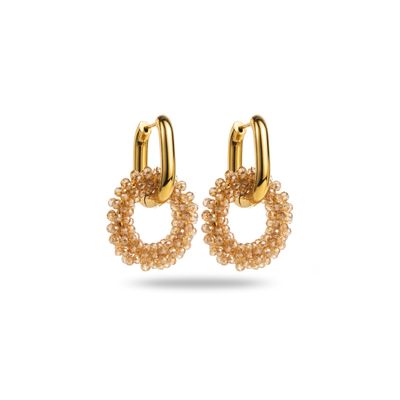 Ovale Strass-Ohrringe Puces - Beige