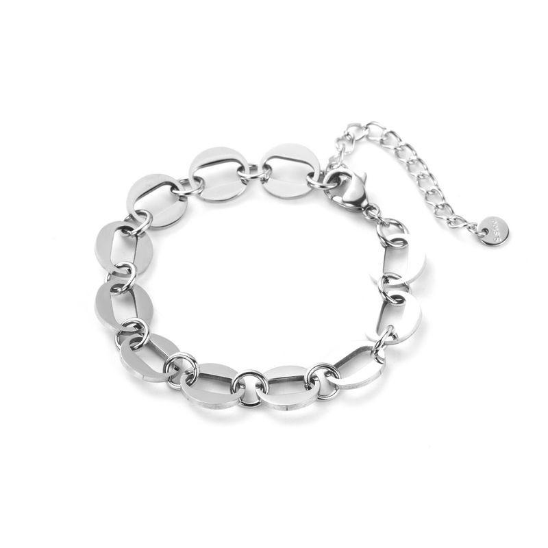 Großes ovales Kettenarmband - Silber