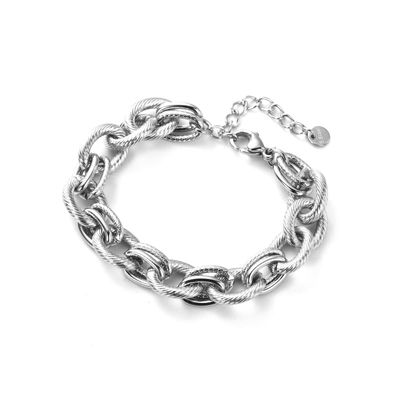 Mehrkettiges Armband mit gedrehter und gesteppter Wirkung - Silber