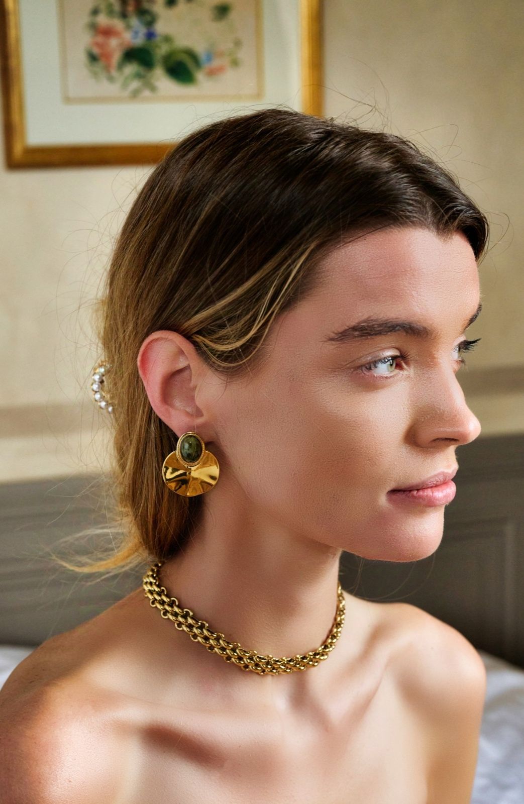 Choker-Halskette mit doppelt gekreuzter Kette - Edelstahl