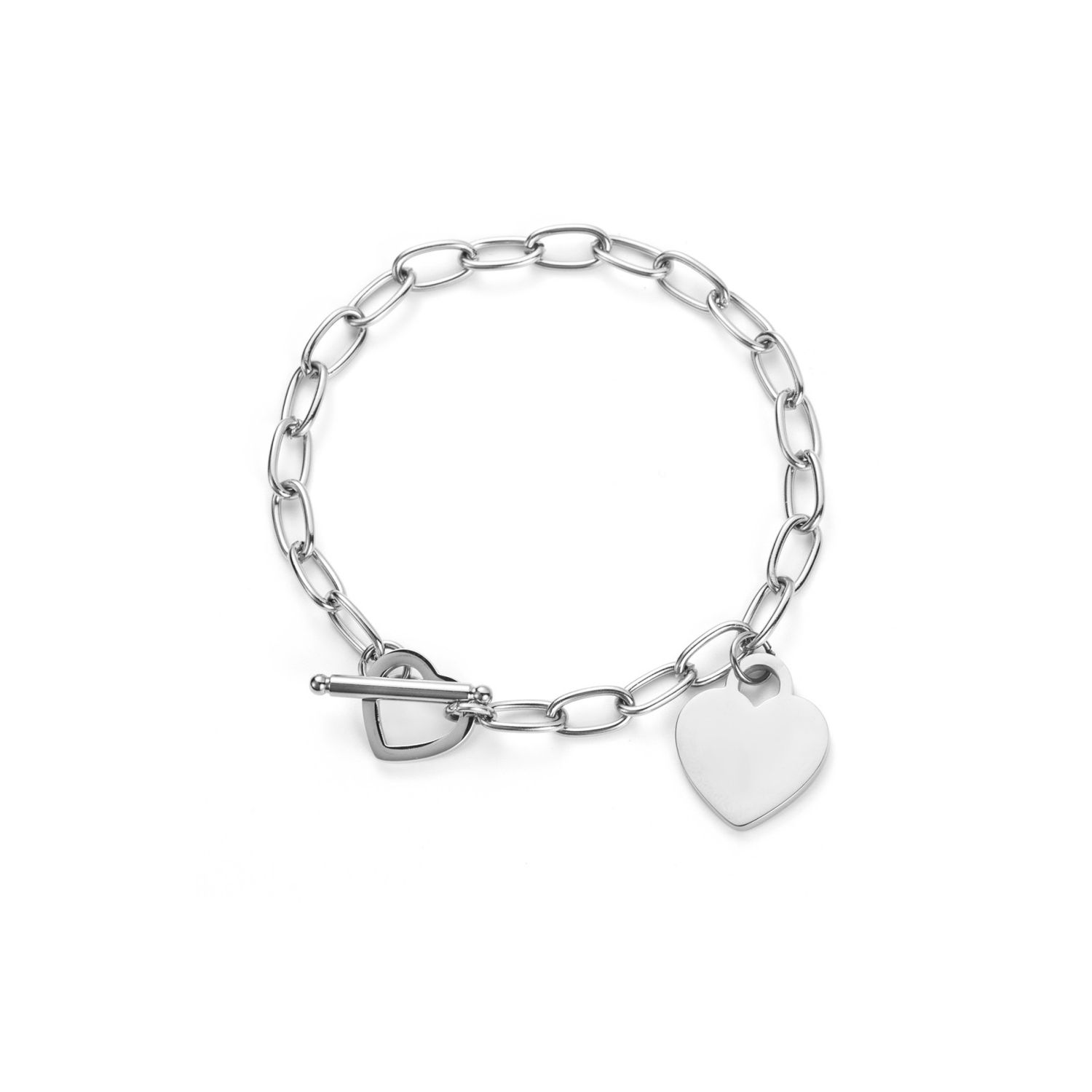 Kettenarmband mit Herzanhänger - Silber