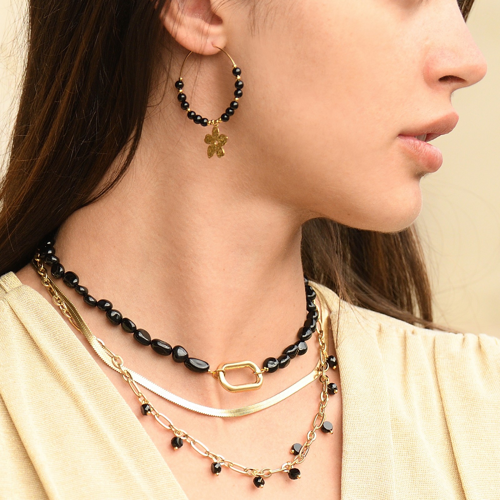 Eliska - Doppelte Halskette - Schwarz