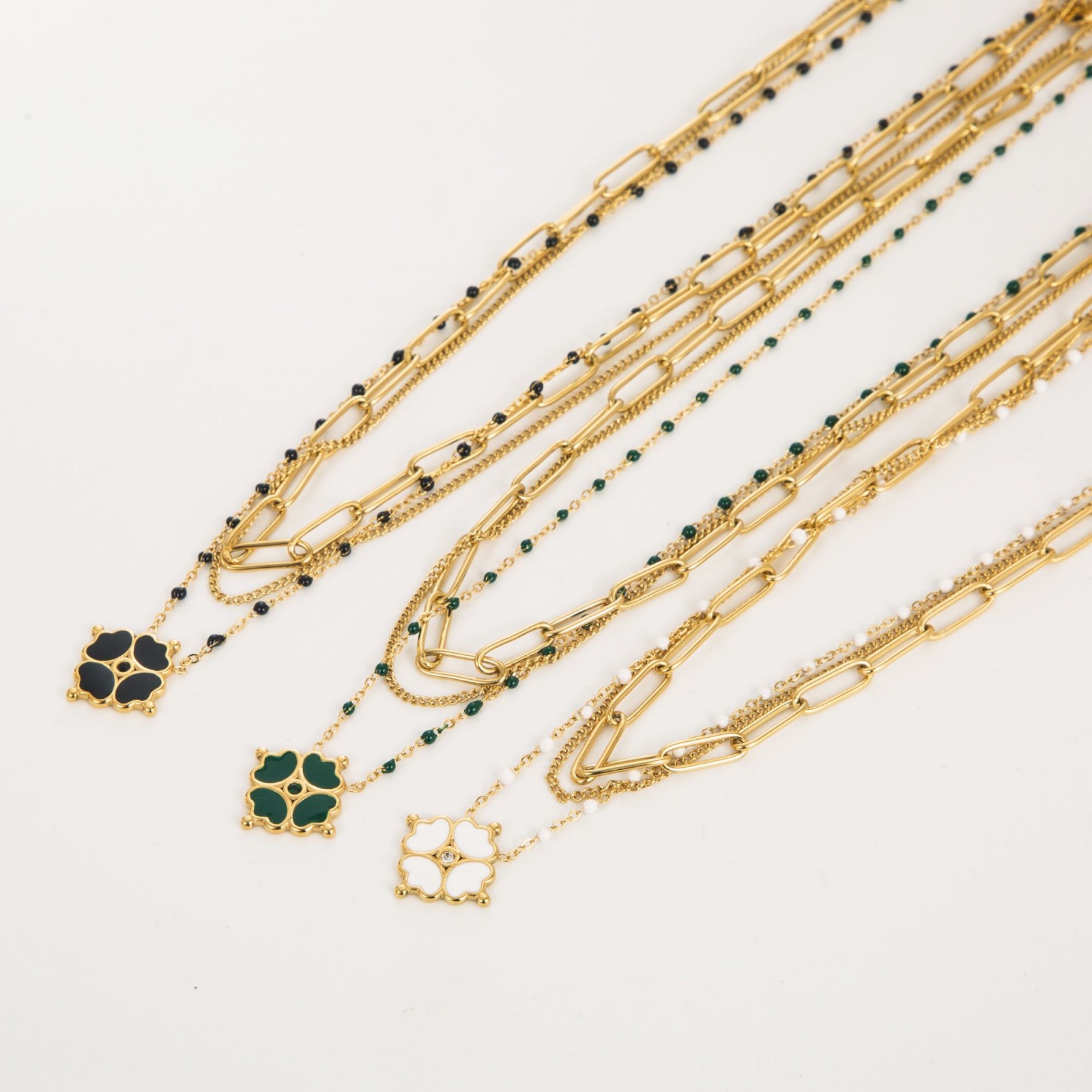 Dreifache Halskette - Schwarz