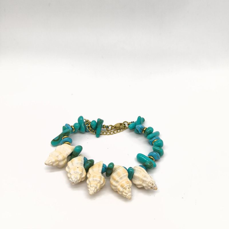 Seashell-Lucite Perlen- Edelstahl Armband