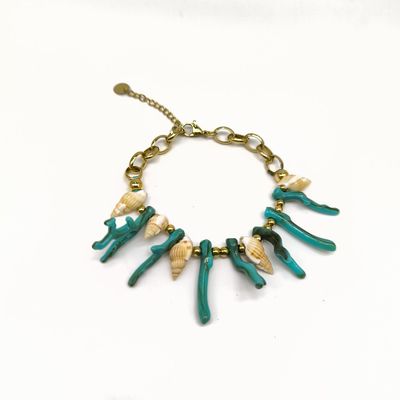 Lucite Perlen- Edelstahl Armband