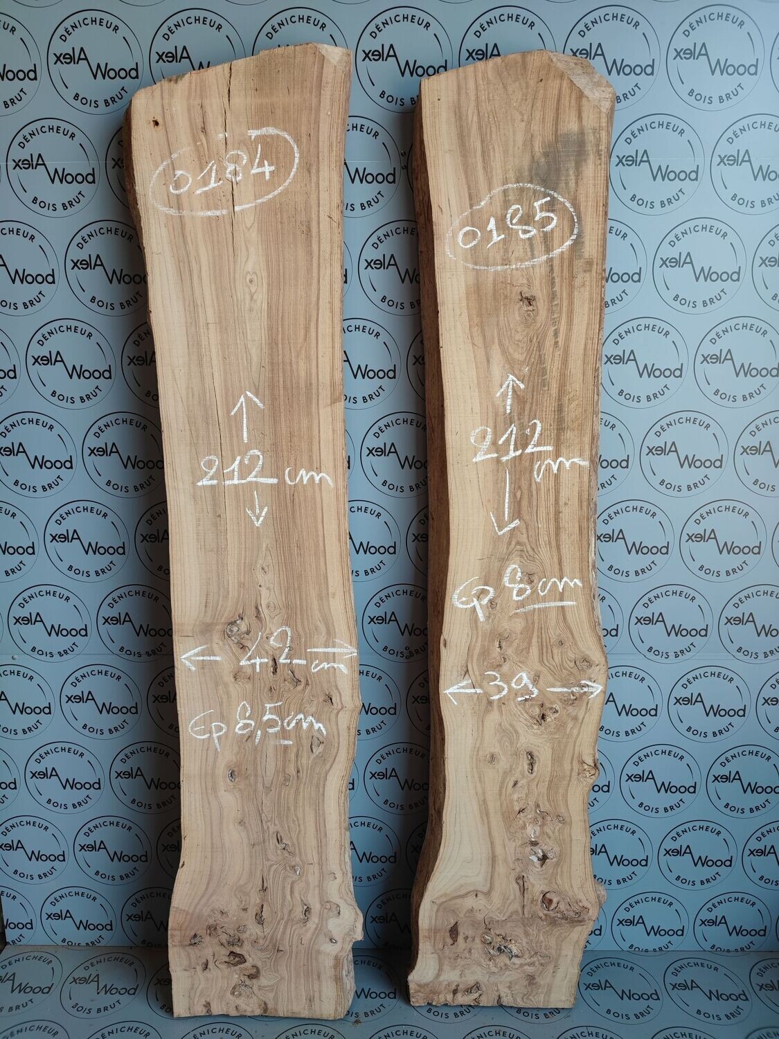 Lot de 2 plateaux d'orme bois brut idéal table résine époxy - O184/O185
