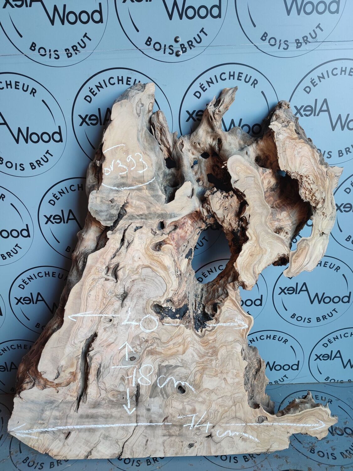 Plateau rondelle bois brut d'olivier idéal résine époxy Ecopoxy