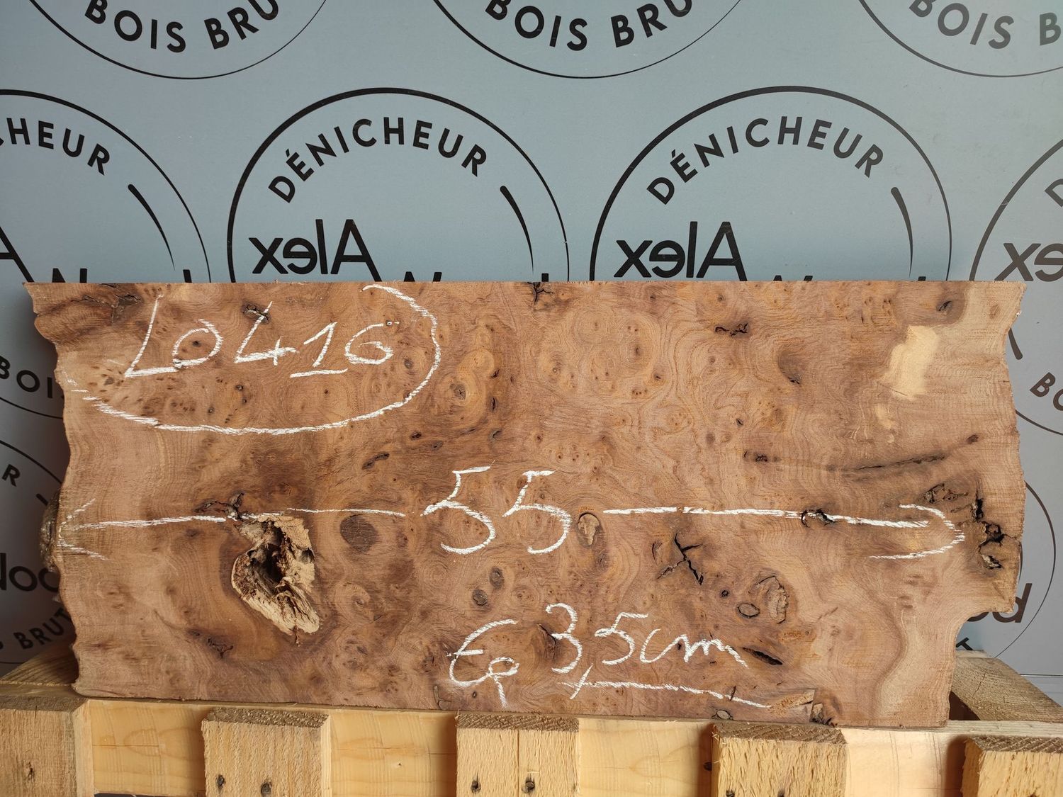 Planche bois brut de loupe d'orme français