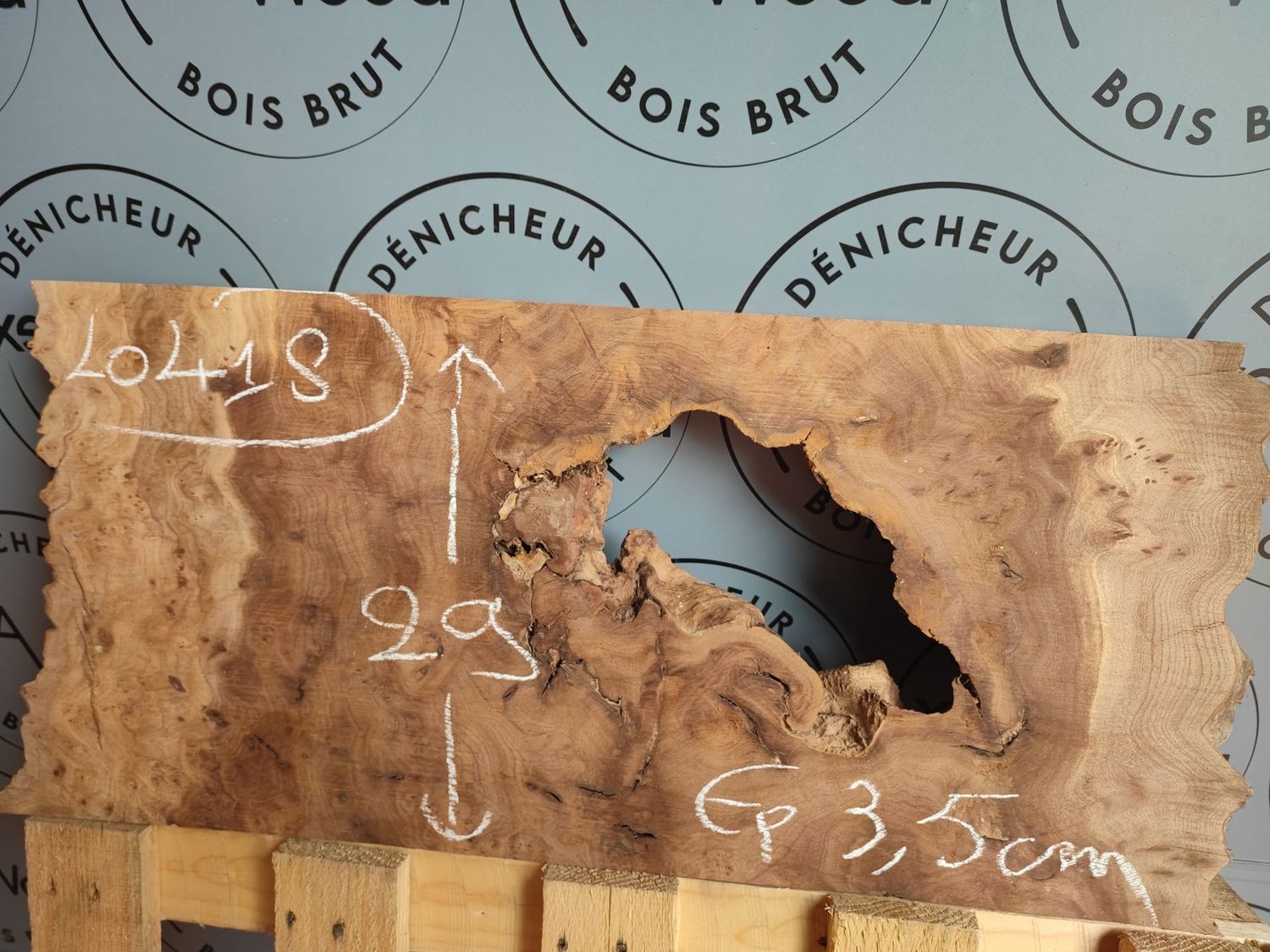 Planche bois brut loupe d'orme français - LO418