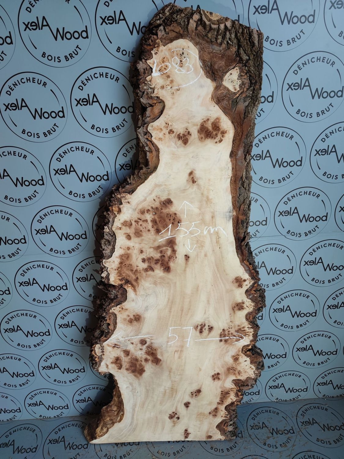 Plateau planche loupe de peuplier bois brut