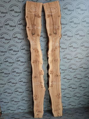Lot de 2 plateaux d'orme bookmatch bois brut - O280
