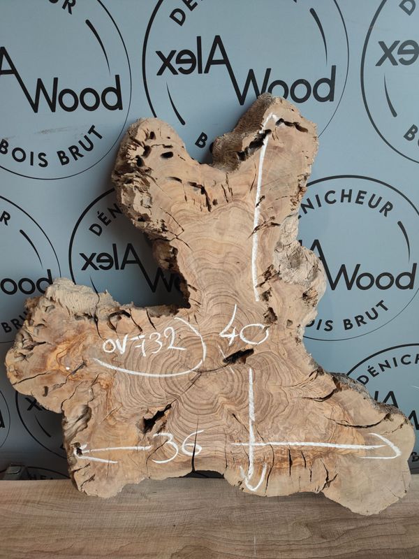 Cookie de bois d'olivier - OV732 Plateau planche d'oliver bois brut idéal résine époxy