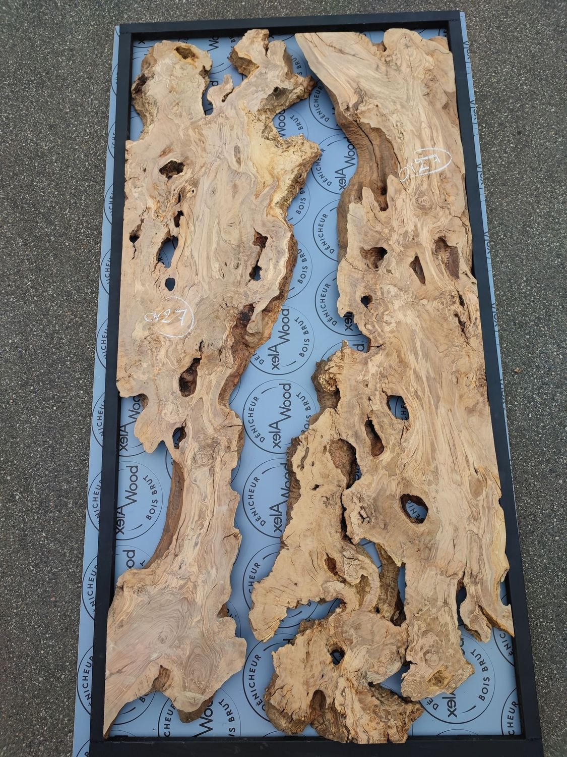 Duo de Plateaux d’Olivier Naturel – Bois Brut pour Époxy – OV27