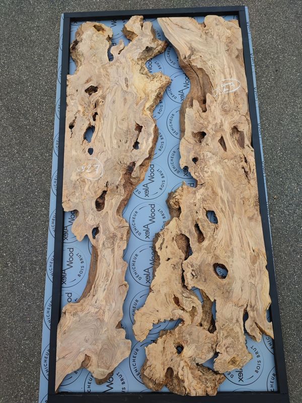Duo de Plateaux d’Olivier Naturel – Bois Brut pour Époxy – OV27