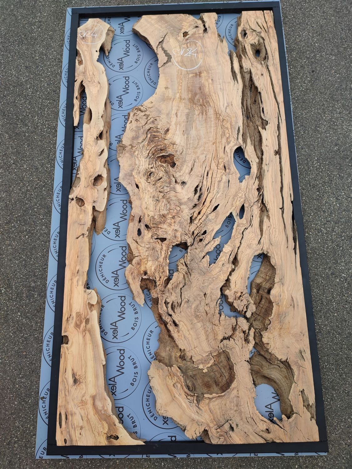 ​Plateaux d’Olivier Naturels (2 pcs) – Bois Brut pour Meuble Résine – OV24