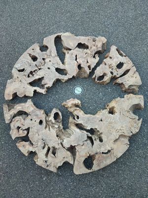 Rondelle de bois d’olivier – Bord naturel et veinage doré – Pièce unique OV47