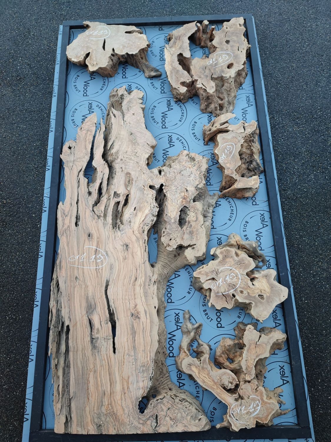 ​Lot de 6 plateaux en bois d’olivier pour table canyon