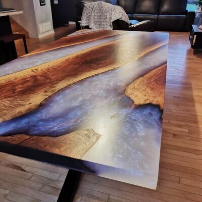 Pigments métalliques Aurora BLANC NACRE - OCEAN PEARL | Spécial résine époxy Table bois et résine blanche nacrée