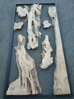 Lot de 6 plateaux de bois d'olivier idéal table résine époxy - OV635