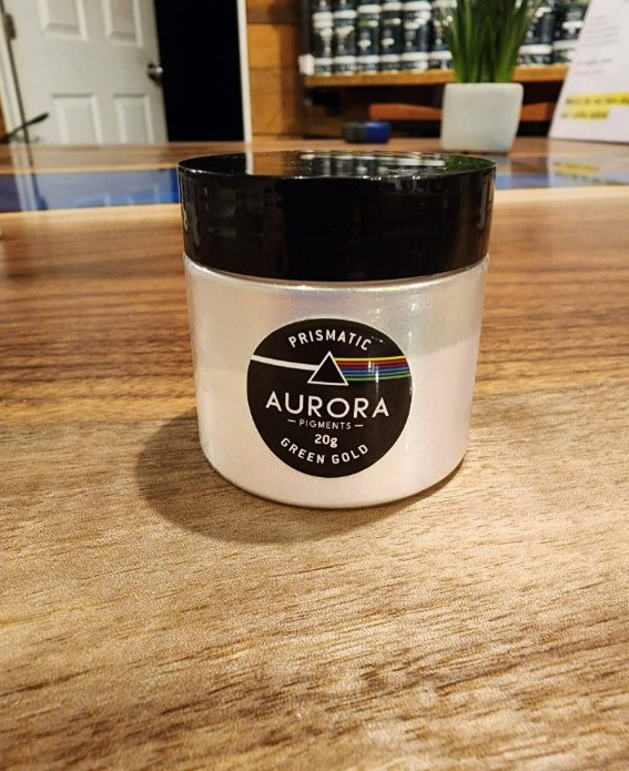 Pigments effet vert et doré pour résine