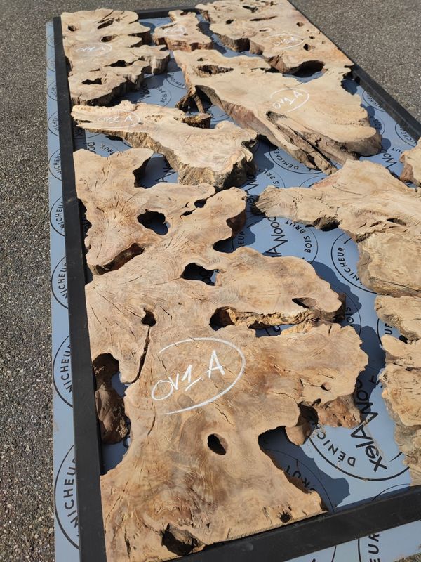 ​7 Plateaux Racine d’Olivier Naturels – Bois Brut pour Meuble Résine
