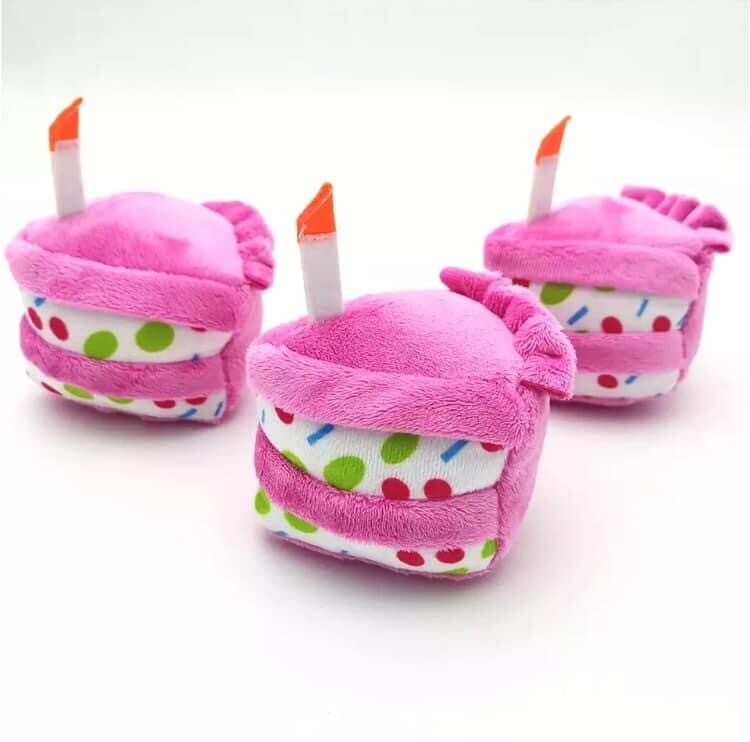 Pink Birthday Cake Squeak Plush Toy