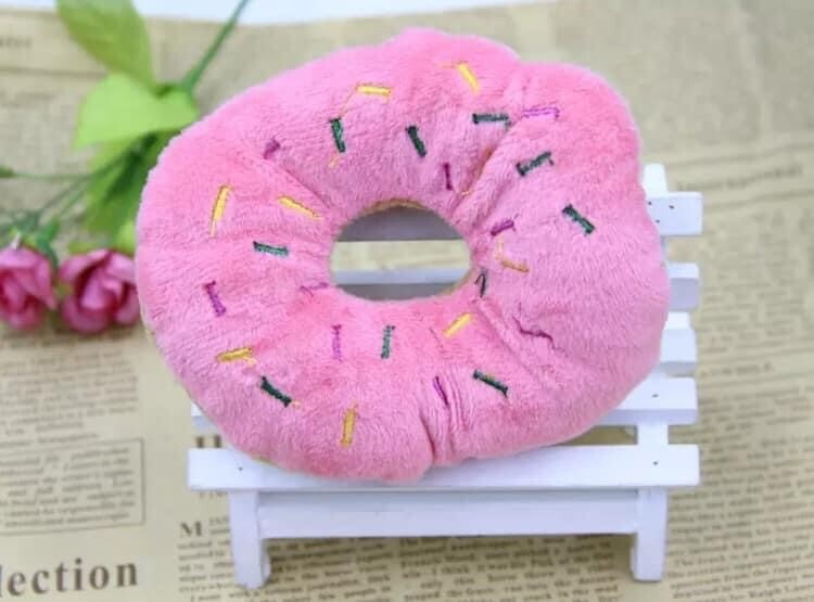 Pink Donut Pet Squeaky Tugging Toy