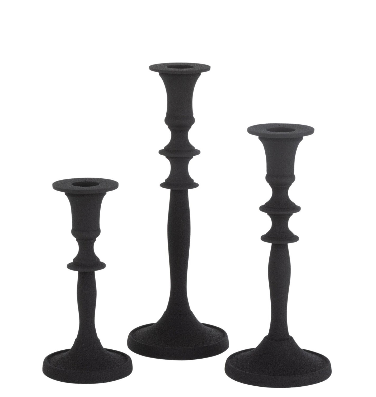 SET 3 CANDELABROS ALUMINIO NEGRO