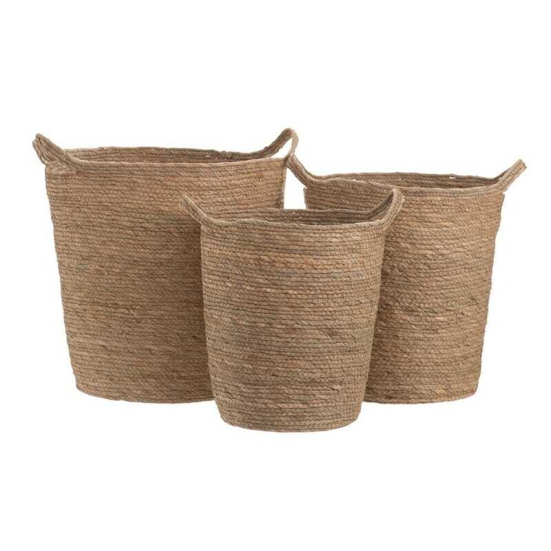 SET 3 CESTOS  NATURAL FIBRA 42x42x48 cm.