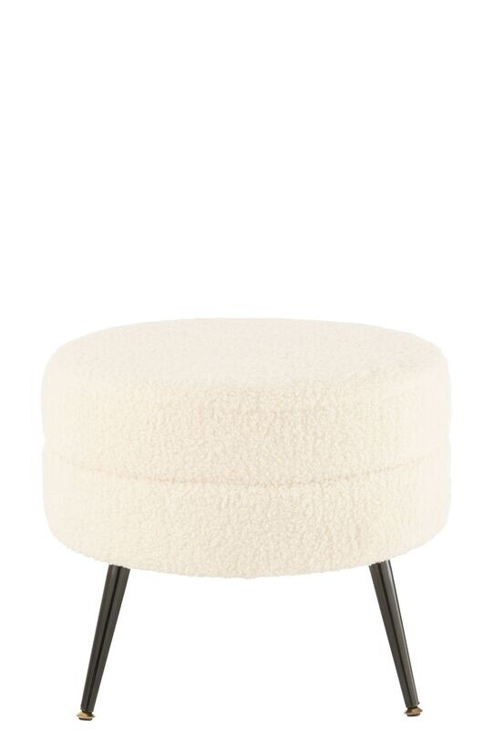 POUF REDONDO PATAS HIERRO BLANCO