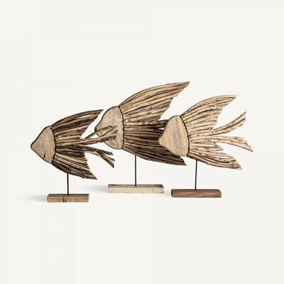 SET 3 FIGURAS PECES MADERA