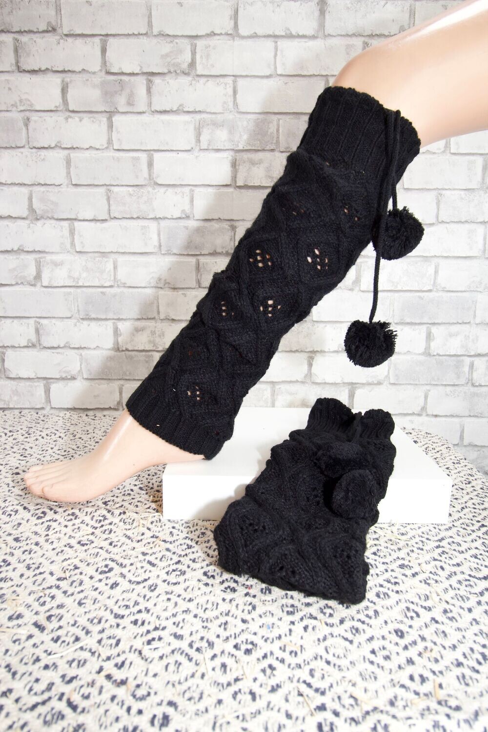 guêtre femme noir pompon taille unique