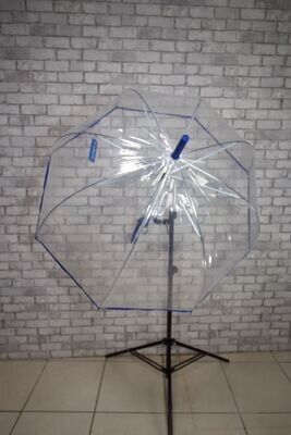 grand parapluie transparent et bleu