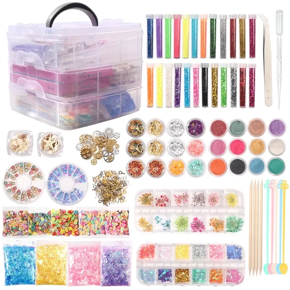 Epoxy Resin Art Kit Supplies - Perfect Arts & Crafts and Material Set for Nail Jewelry Making with Glitter, Sequins, Dry Flowers