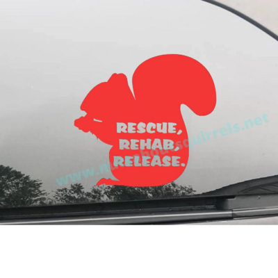 Rescue Rehab Release Vinyl Squirrel Decal (4″×5″) – Wildlife Rehab Support Sticker