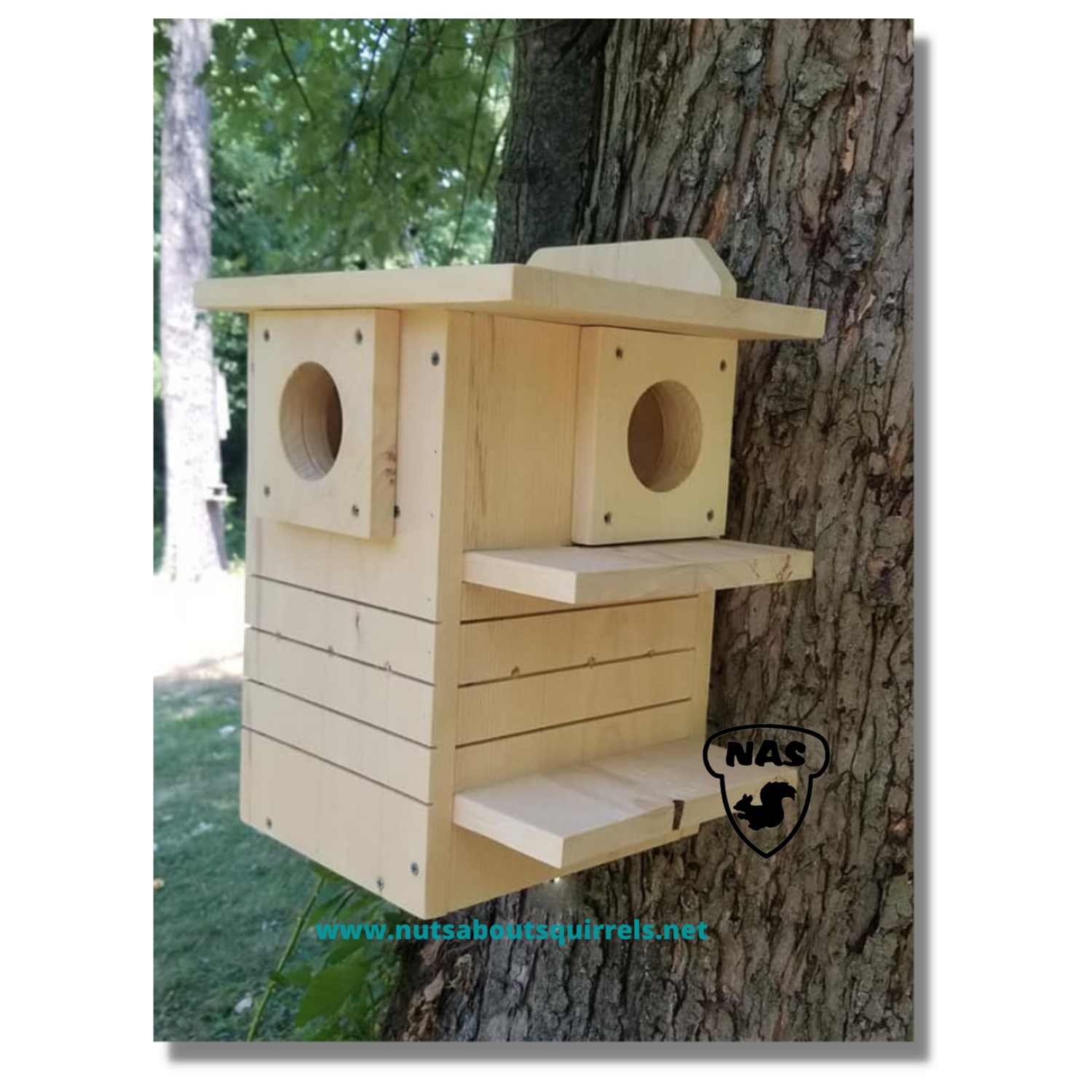 Squirrel Nesting Box w/ 2 Entrances &amp; 2 Porches