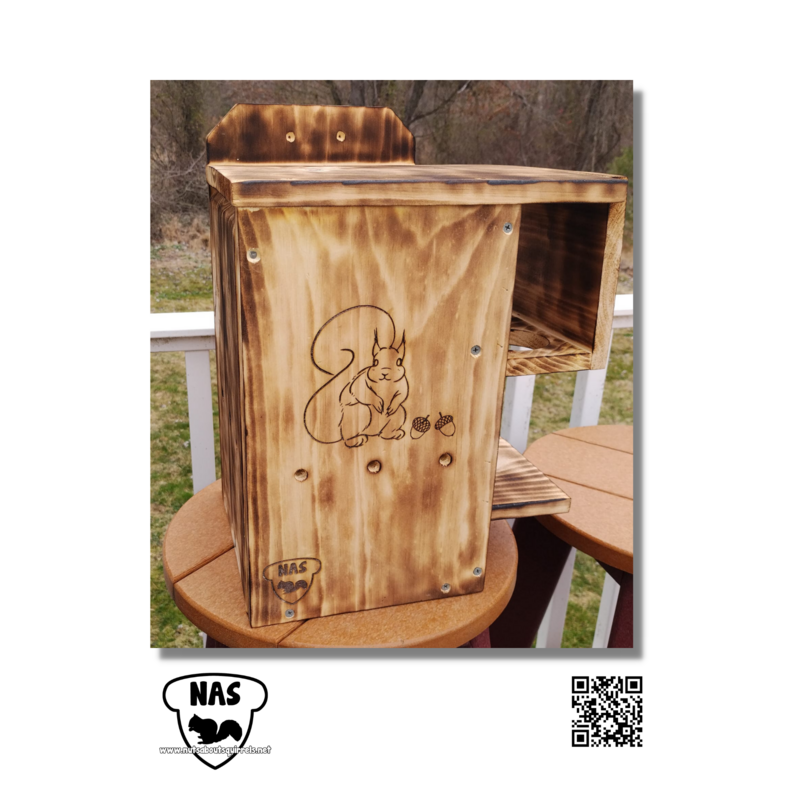 Engraved Squirrel Nesting Box w/ Scorched Finish