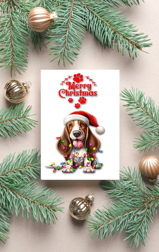 Basset Hound Christmas Cards Set of Six