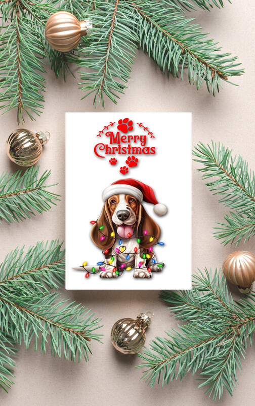 Basset Hound Christmas Cards Set of Six