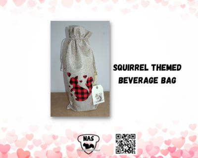 Valentine's Day Burlap Squirrel Beverage Bag